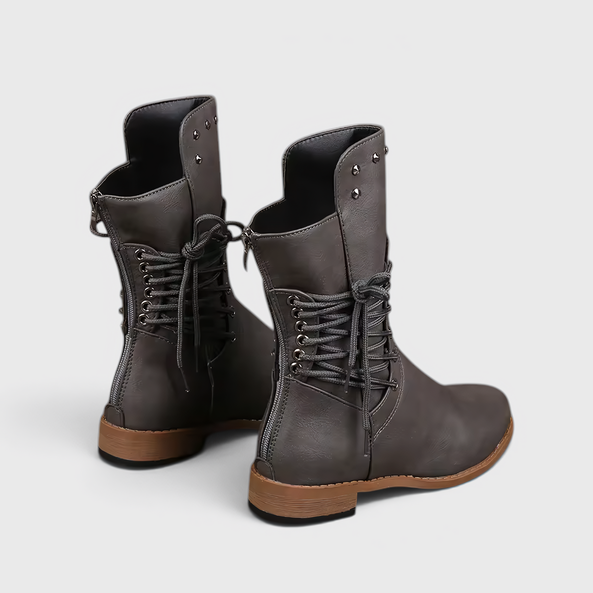 Damen Schnürstiefel mit Blockabsatz und Western-Details