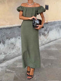 Elegantes Ein-Schulter-Kleid mit Puffärmeln und raffinierter Faltung