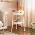 Elegant minimalistisk hvid rund sidebord til stilfuld boligindretning