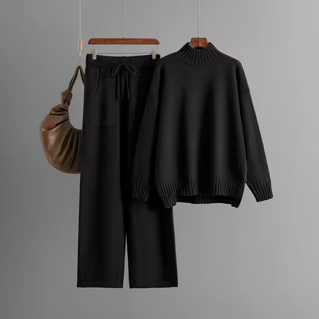 Ava™ - Elegant langærmet pullover og lige bukser til et stilfuldt look