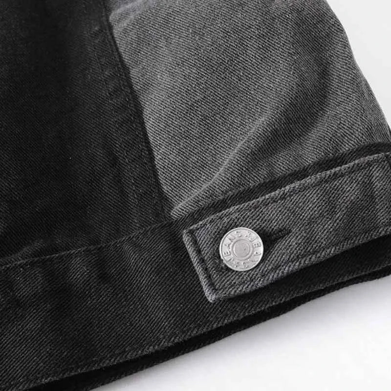 Modische Denim-Split-Panel-Jacke für einen trendigen Look