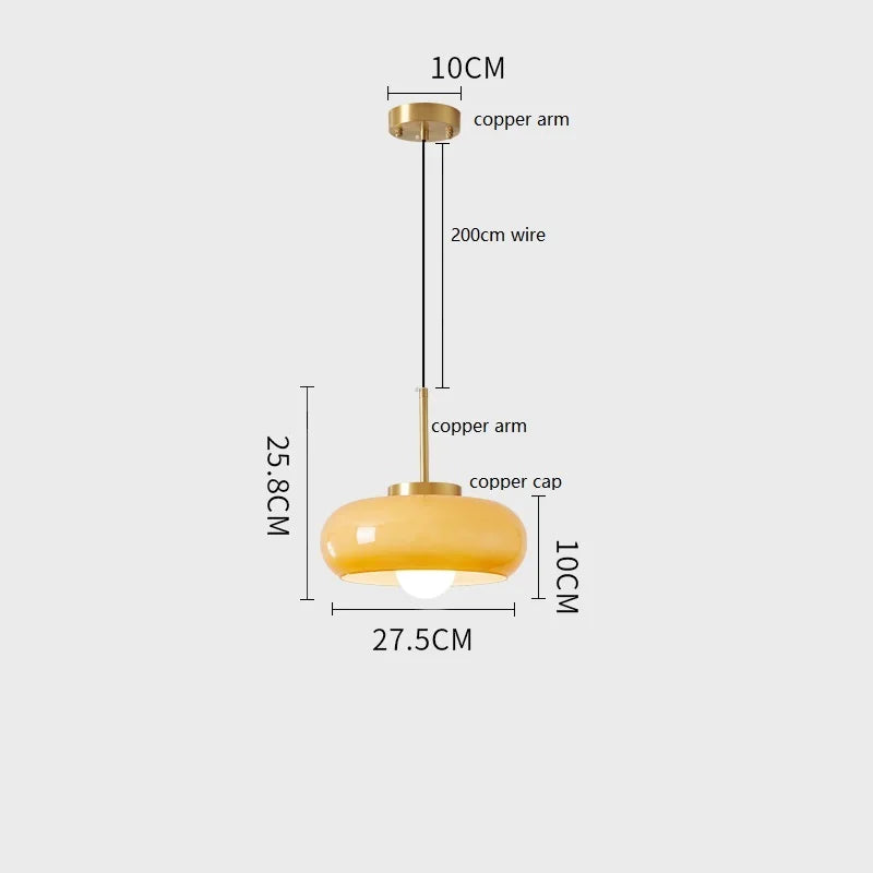 Elegante Glas- und Kupfersuspension mit E27-Glühbirne – Skandinavisches modernes Design
