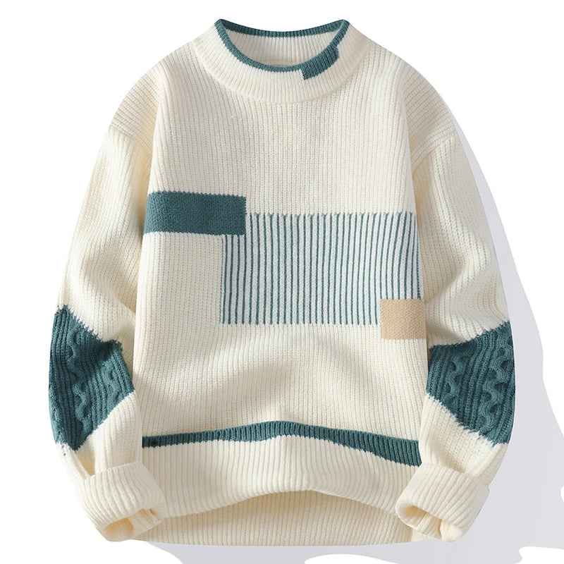 Weiches, tief sitzendes Patchwork-Strick-Pulli