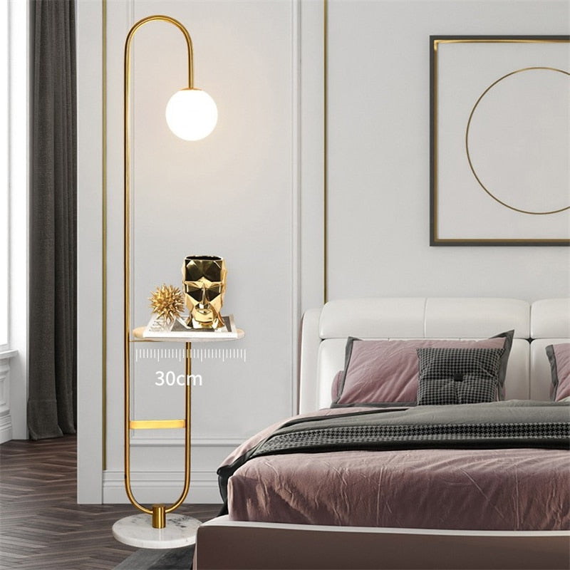 Oranthe - Moderne nordische LED-Floorlampe mit elegantem rundem Beistelltisch für stilvolle Beleuchtung und Komfort