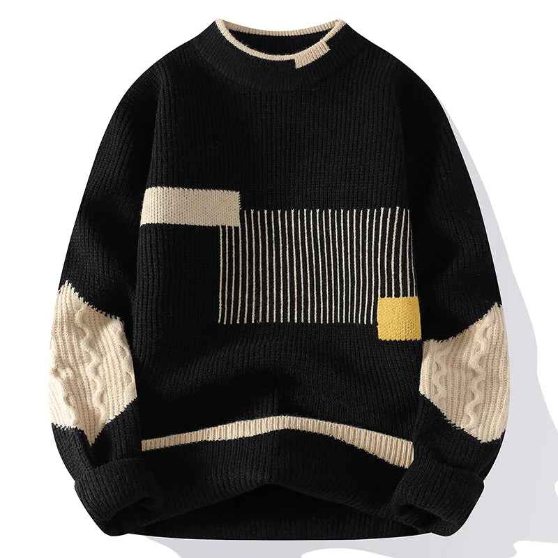 Weiches, tief sitzendes Patchwork-Strick-Pulli