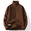 Elegante maglione a maglia ritorta con collo alto da donna