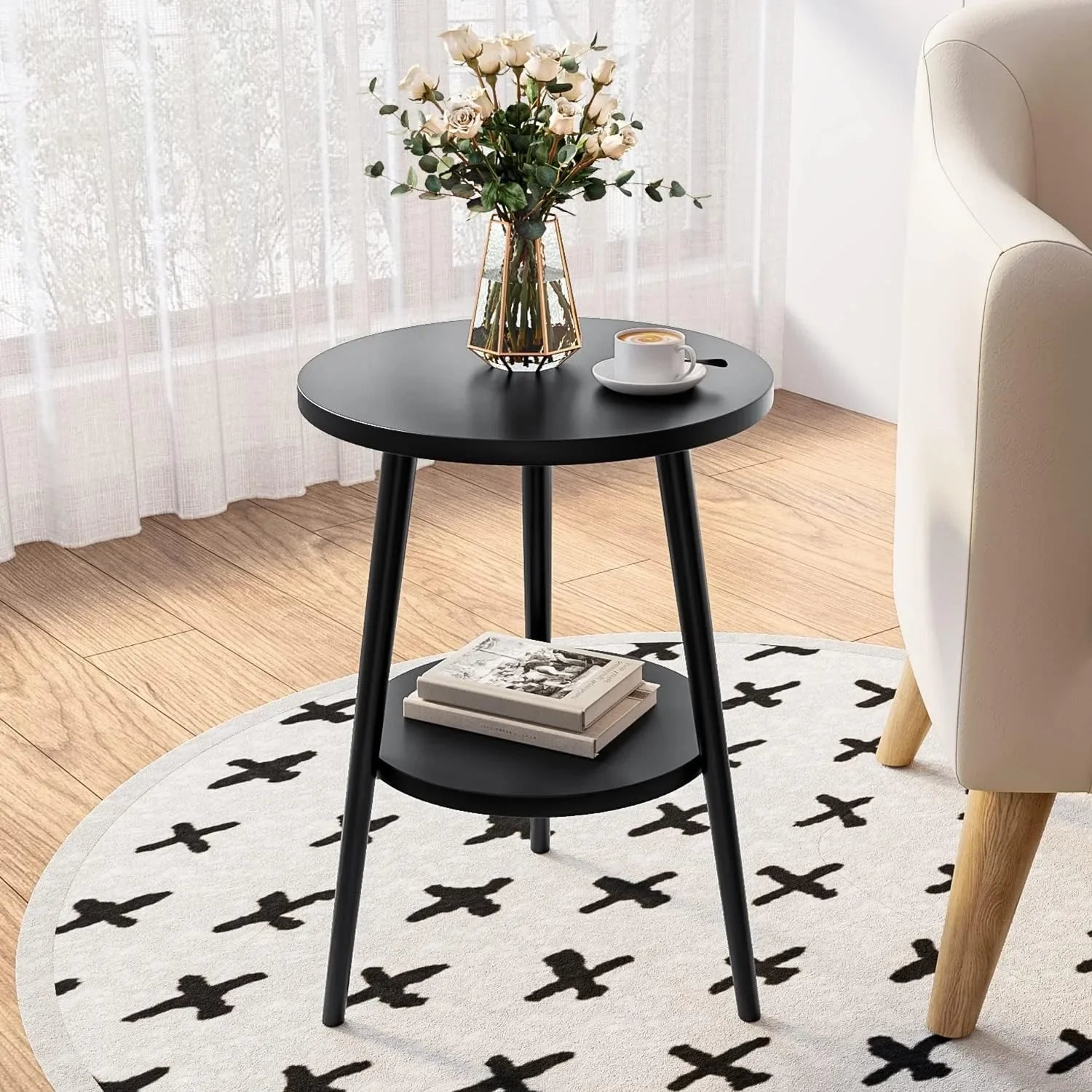 Cirenya - Stilvolle runde Zweiteilige Beistelltisch mit modernem Design für ein elegantes Wohnzimmer