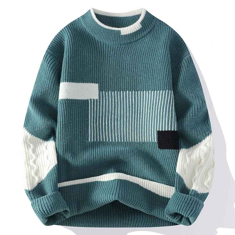 Weiches, tief sitzendes Patchwork-Strick-Pulli