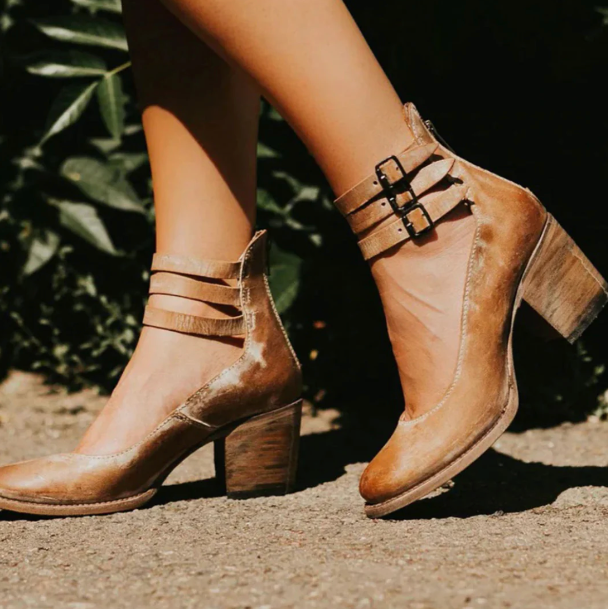 Elegante Vintage-Lederschuhe mit Absätzen