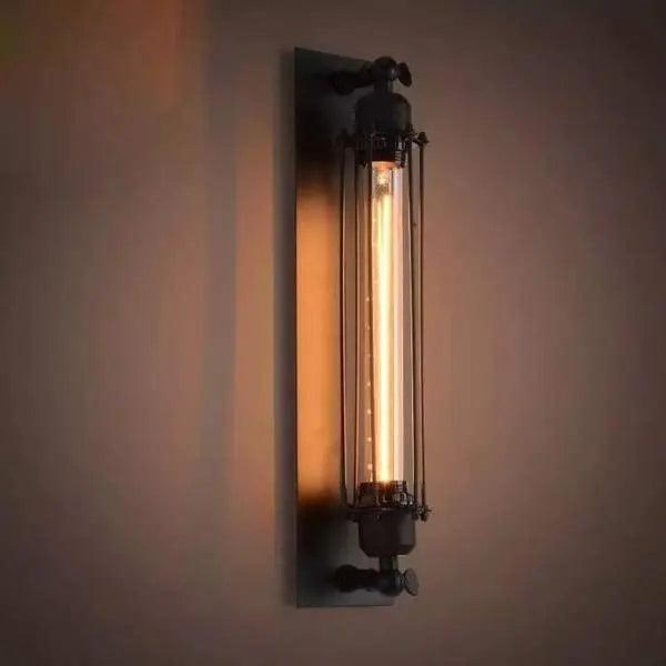 Schwarze Vintage Wandleuchte mit LED-Beleuchtung 1