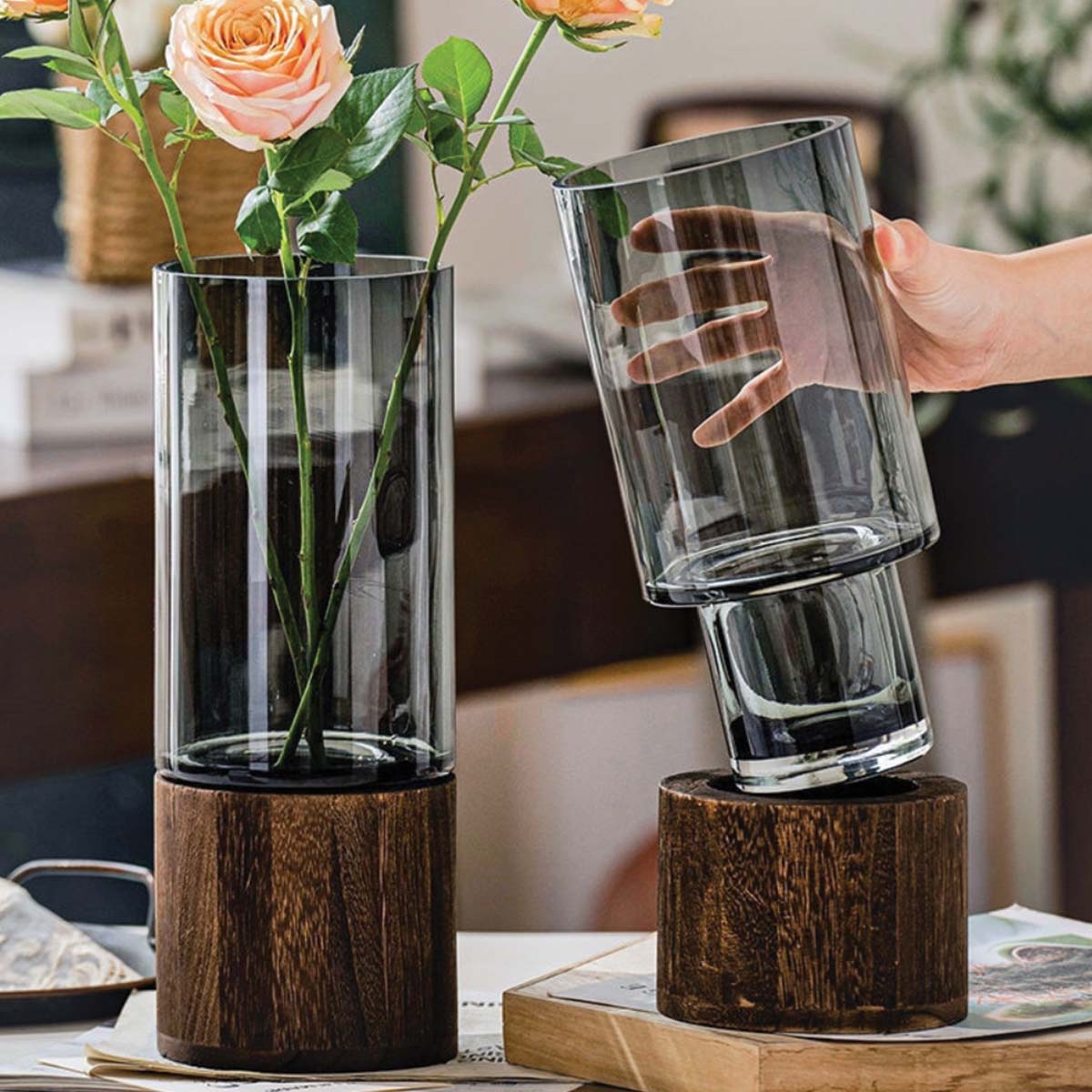 Gesichtsgläser aus Glas und Holz – Elegant und dekorativ zur Verschönerung Ihres Hauses