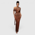 Damen One-Shoulder Abendkleid mit Metallic-Finish