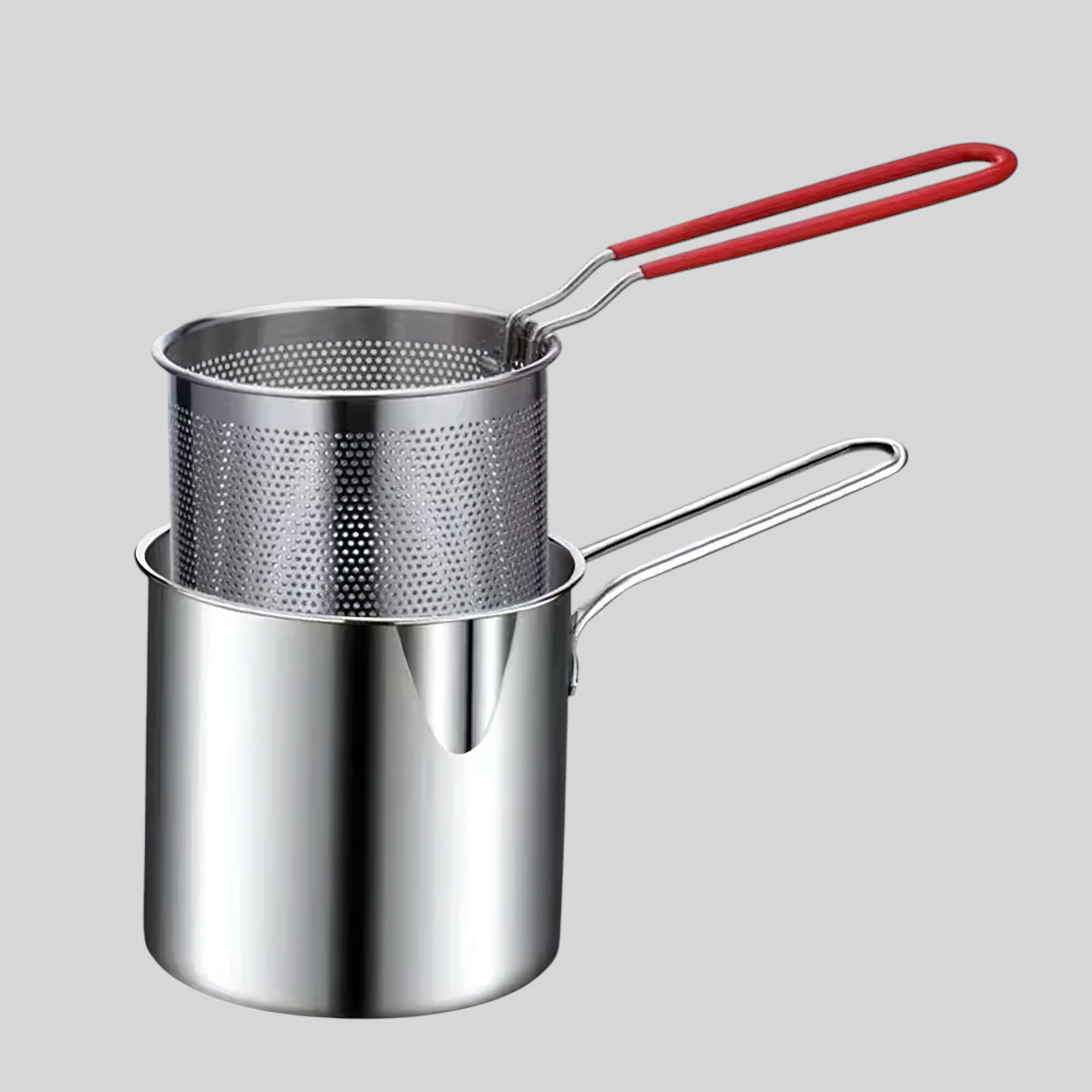Fritteusentopf 1200ml mit Sieb - Kompakte Edelstahl Fritteuse