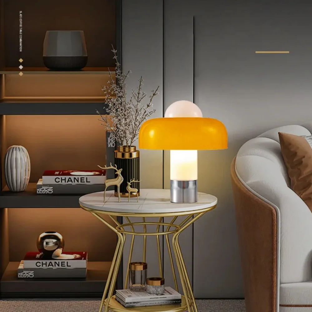 Lucerna - Orange Glas Bauhaus Tischleuchte in Einzigartiger Pilzform für Gemütliche Atmosphäre