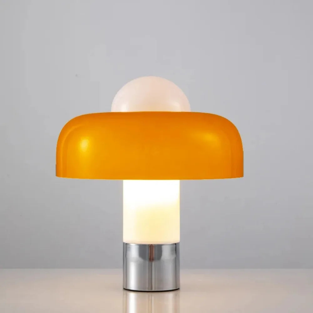 Lucerna - Orange Glas Bauhaus Tischleuchte in Einzigartiger Pilzform für Gemütliche Atmosphäre