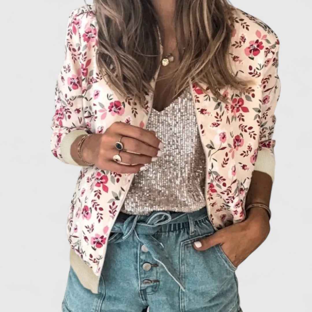 Margot – Schicker Blumen-Bomber-Cardigan für einen stilvollen Look