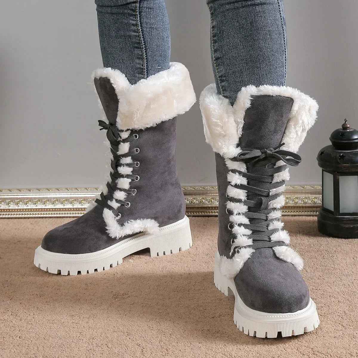 Camille Ultra-Warm Gefütterte Fellstiefel mit plüschigem Fell
