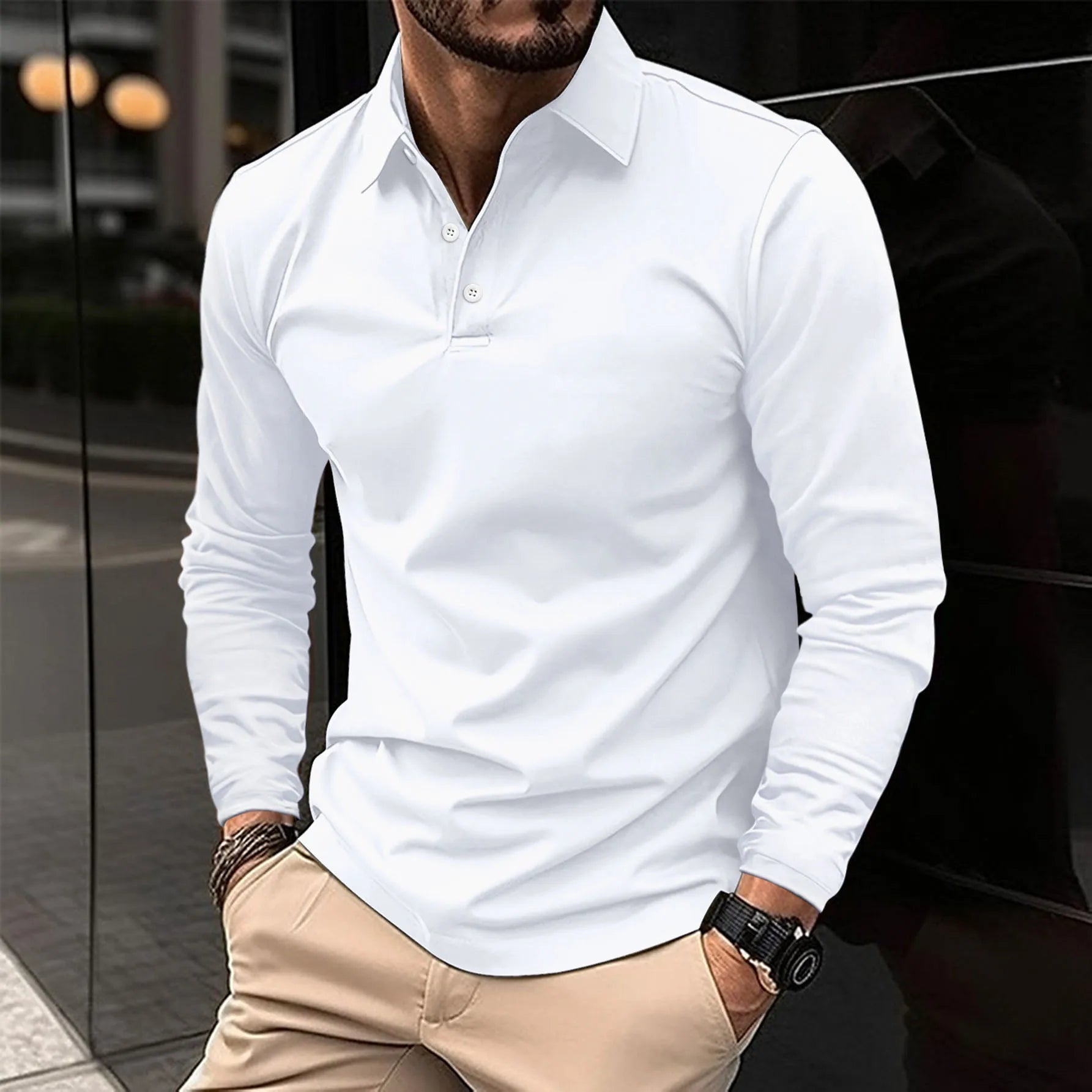 EZRA – Lässiges Komfort-Langarm-Polo für einen entspannten Look