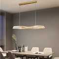 Elegante lampada a sospensione LED in cristallo con design a spirale dinamica per l'illuminazione perfetta del tavolo da pranzo