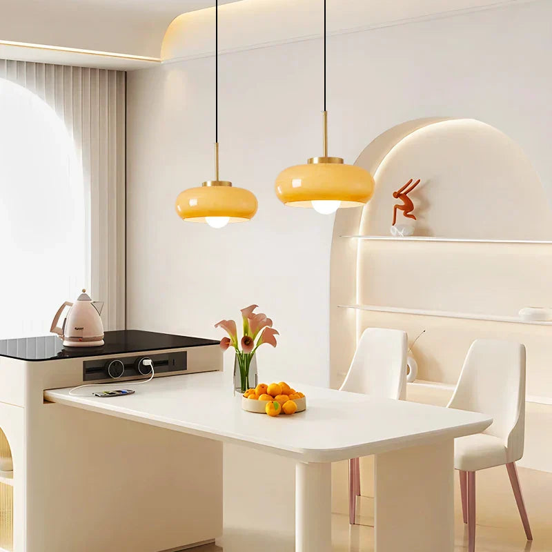 Elegante Glas- und Kupfersuspension mit E27-Glühbirne – Skandinavisches modernes Design