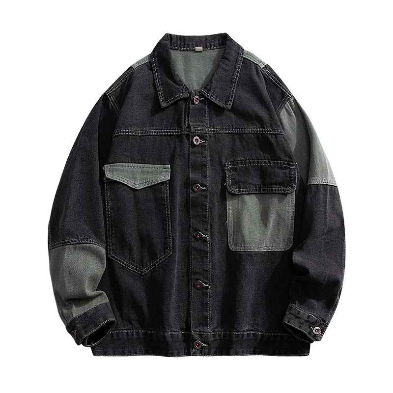 Jacquard-Denim-Jacke - Stilvolles Patchwork-Design