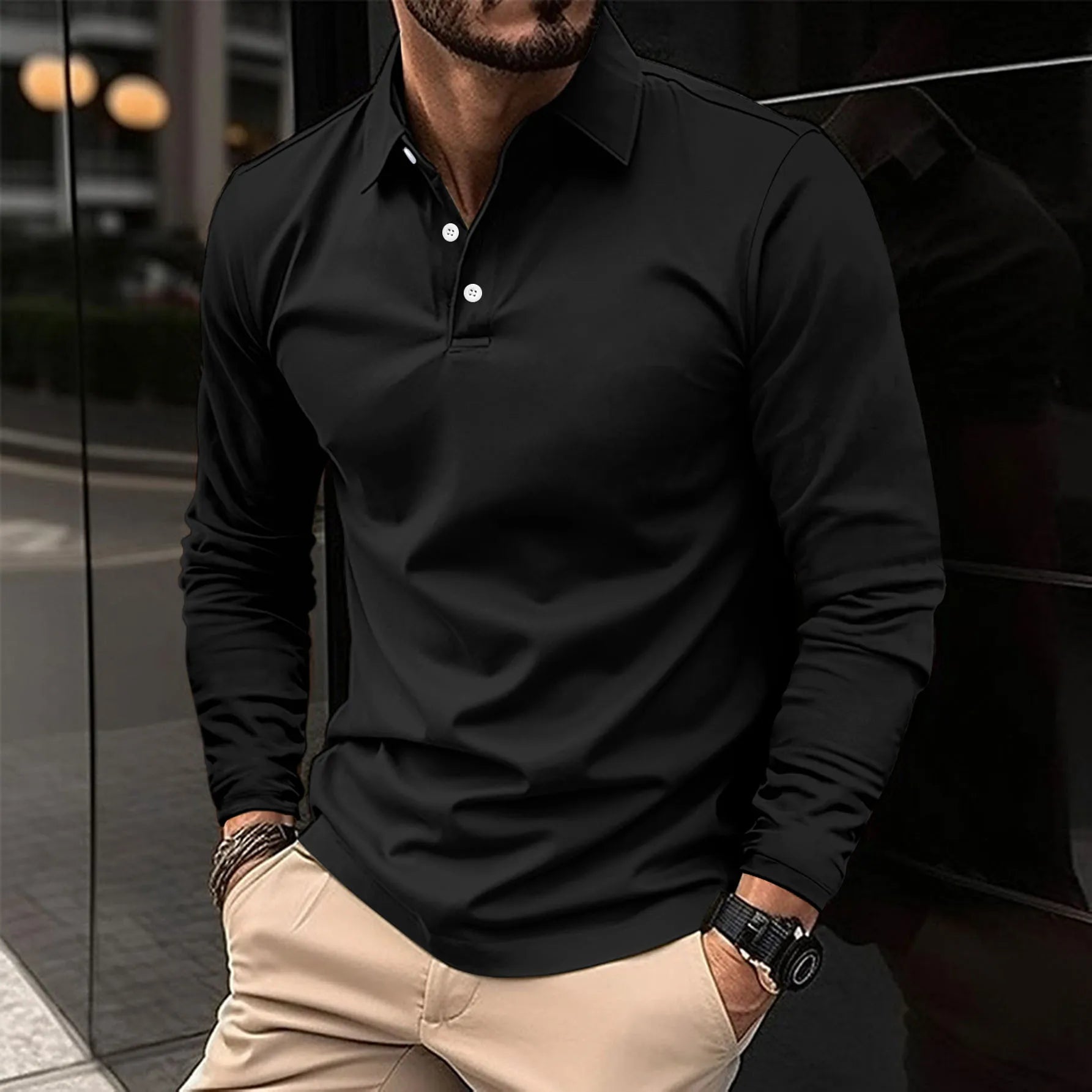 Ethan – Stilvolles casual langärmliges Poloshirt für einen klassischen Look