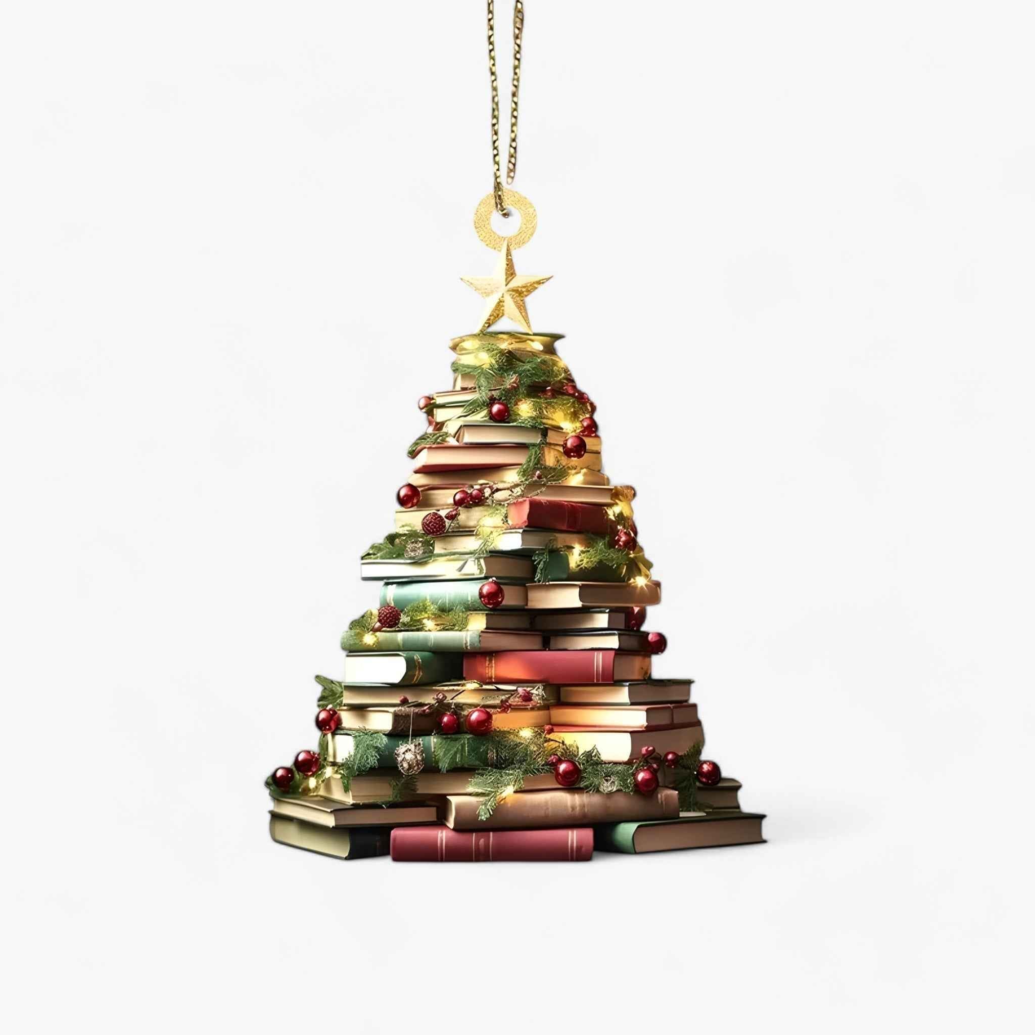 Kreative Weihnachtsdekoration mit Bücherliebhaber Pendellampe in Flach 2D-Acryl – Perfekt für Zuhause und Fenstergestaltung