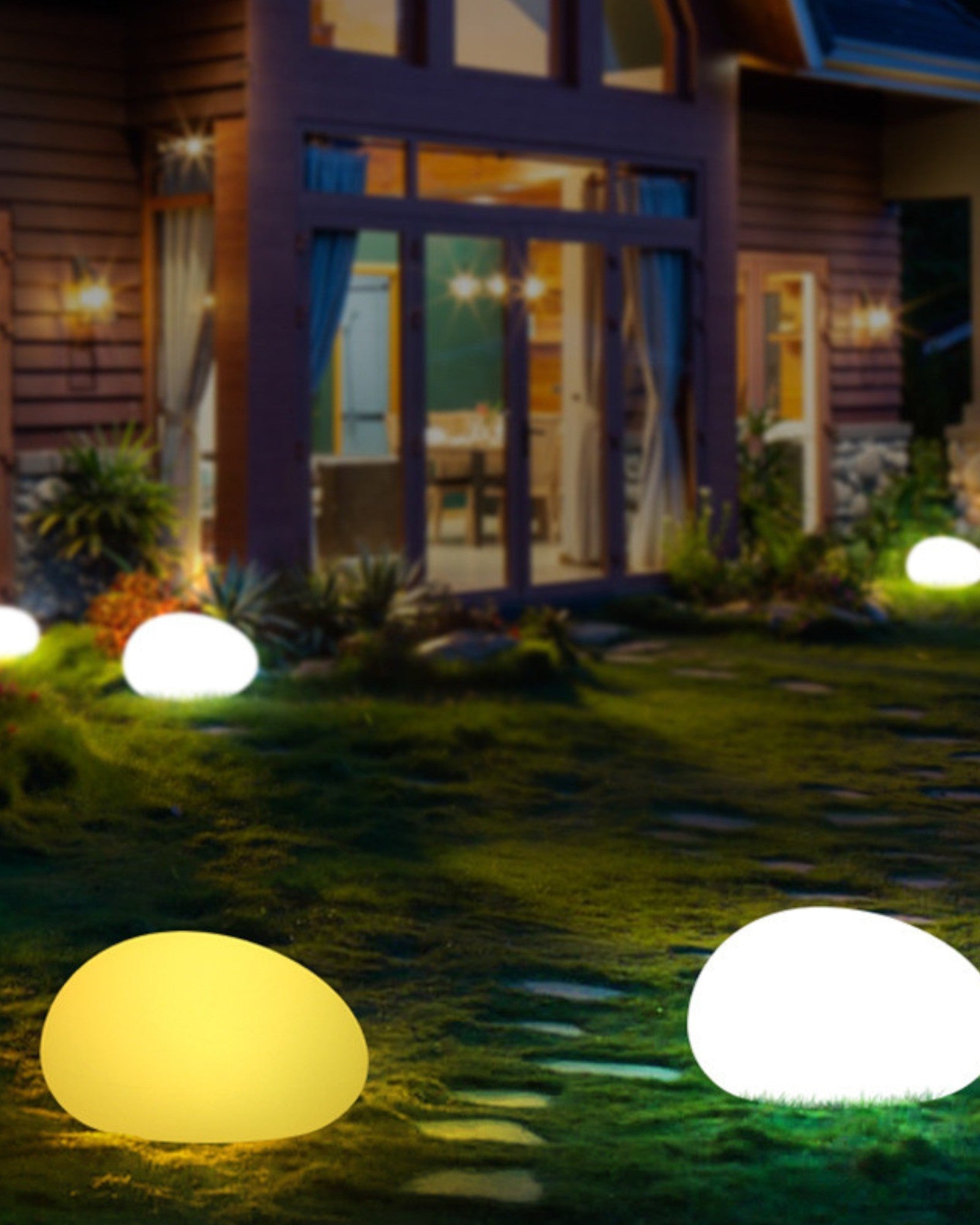 Solarbetriebene RGB Gartenlampe aus Metall und Acryl 2