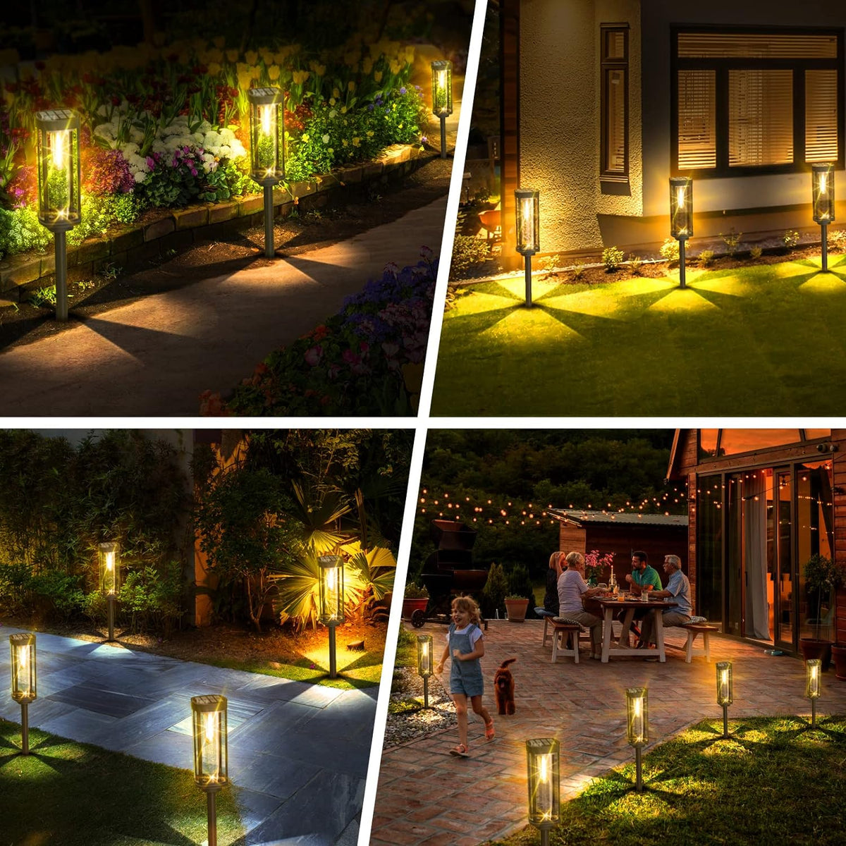 Solar-Gartenleuchten - 6er Set schwarze LED-Wegeleuchten mit