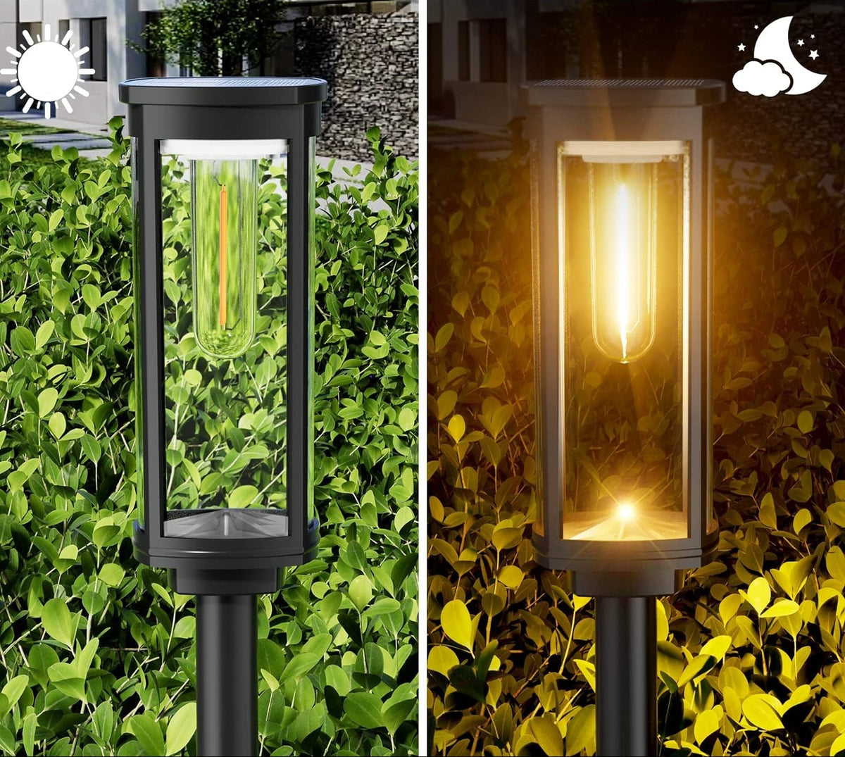 Solar-Gartenleuchten - 6er Set schwarze LED-Wegeleuchten mit