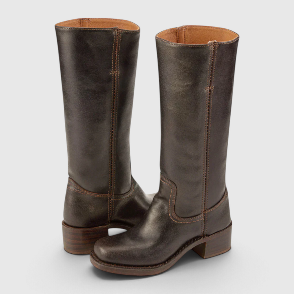 Damen Kniehohe Lederstiefel mit Absatz