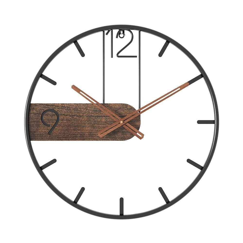 Stahl & Walnuss | Elegante Uhr – Verleihen Sie Ihrem Raum eine raffinierte Materialkombination