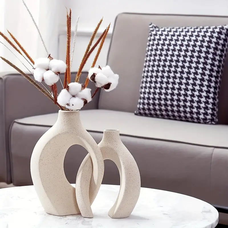 Stilvolle Keramik Vase Weiß Deko Set 4