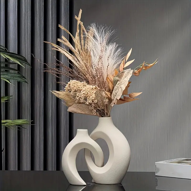 Stilvolle Keramik Vase Weiß Deko Set 6