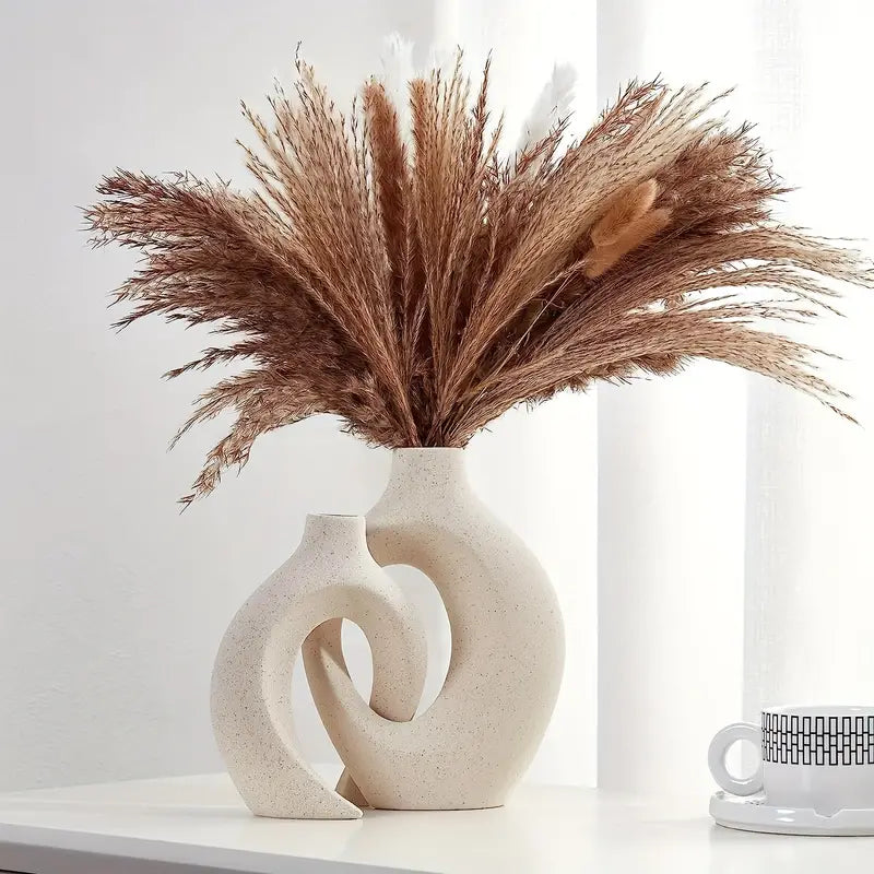 Stilvolle Keramik Vase Weiß Deko Set 7