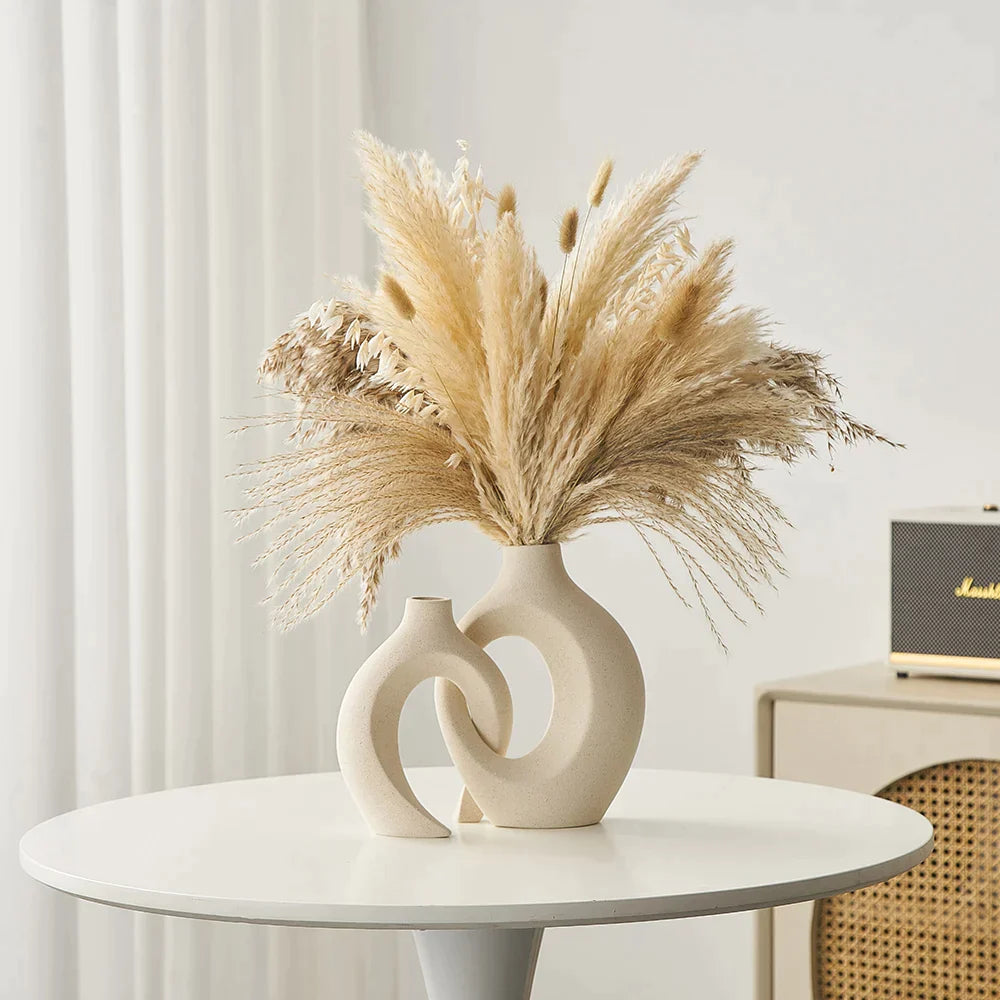 Stilvolle Keramik Vase Weiß Deko Set 8