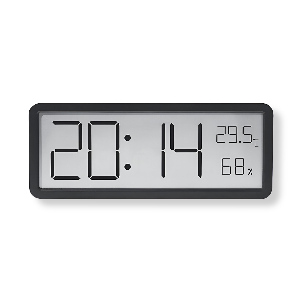 Ione - Moderne Digitale LED-Wanduhr mit Temperatur- und Luftfeuchtigkeitsanzeige für eine perfekte Raumregulierung
