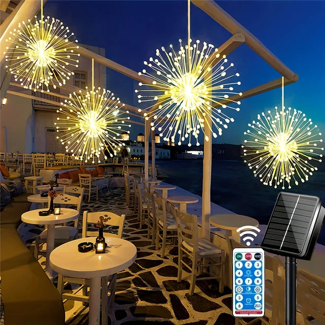 Nébulaglow - Spektakuläre hänge Solarlampe in Feuerwerk-Form, ideal für originelle und leuchtende Dekoration
