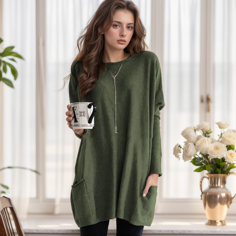 Bequemer Damen-Langarm-Pullover mit stilvollen Seitentaschen