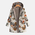 Hyggelig Boho-blomster-Sherpa-hættekappe – Plush varme i boheme-stil