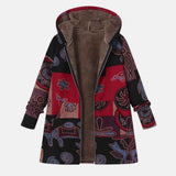 Cappotto con cappuccio patchwork boho Marina con design astratto