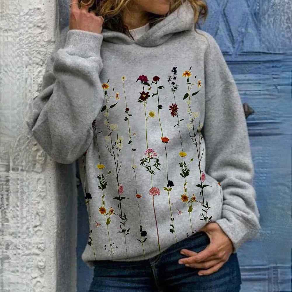 Stilvoller Damen-Hoodie mit Blumenmuster für einen trendigen Look