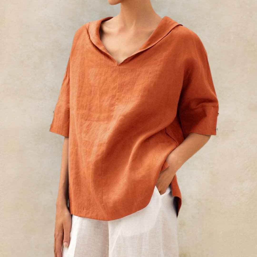 V-Ausschnitt Freizeit-Hemd | Pearl