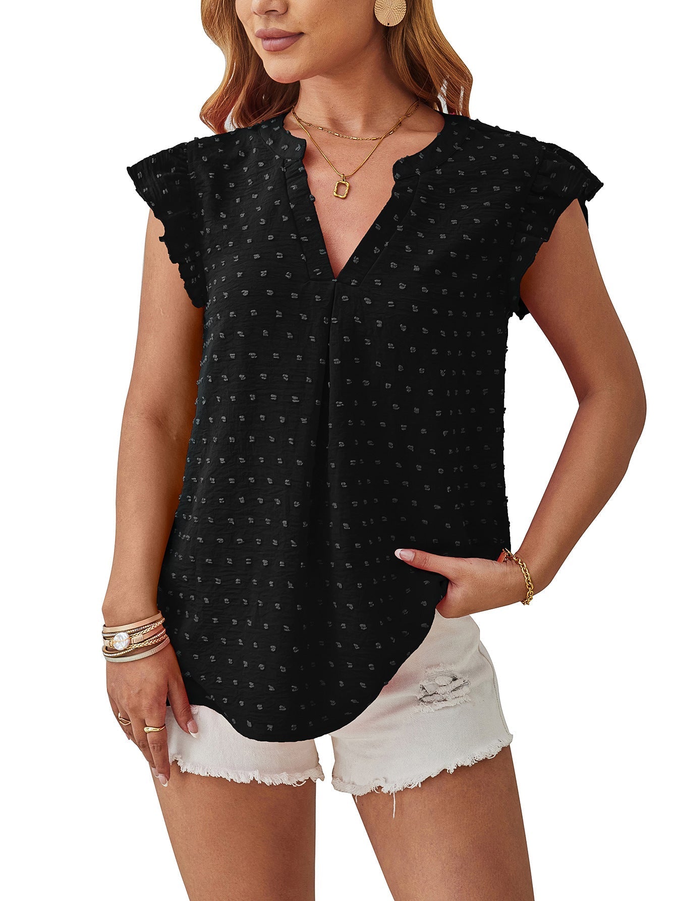 Vera – Bluse mit Struktur und Volantärmeln 0
