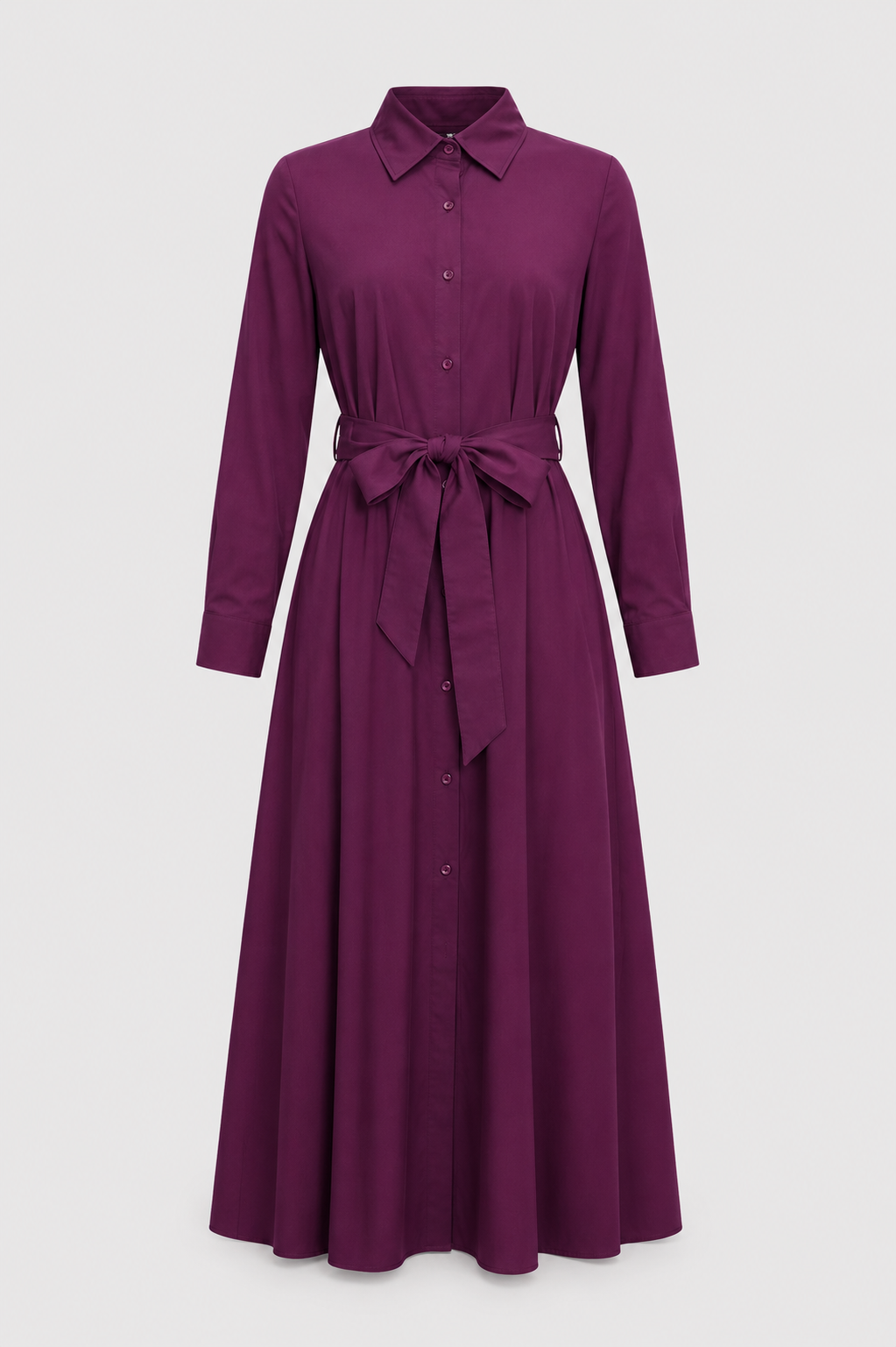 Elegantes Maxi-Kleid mit Langärmeln und Hemdkragen Damen