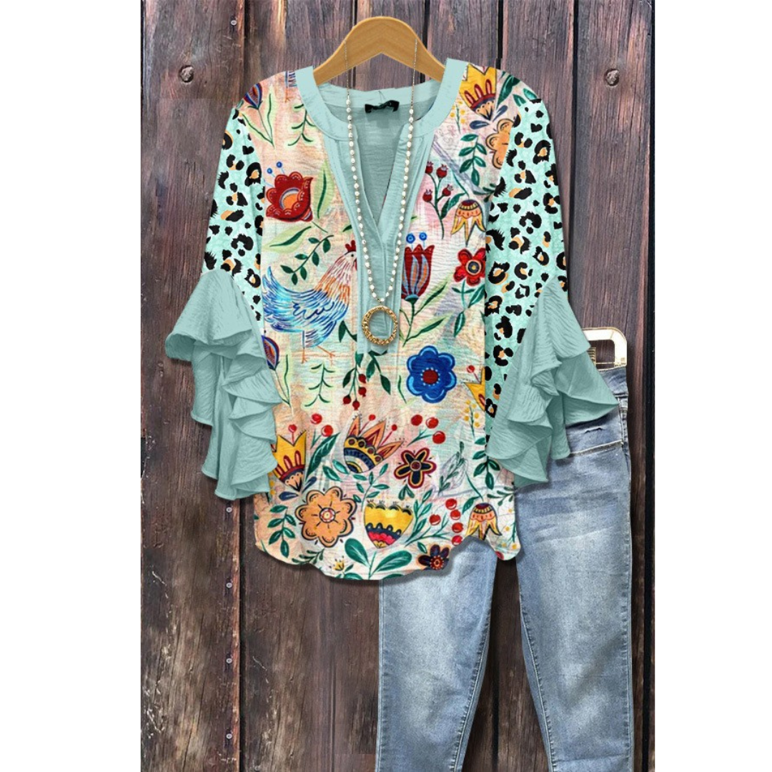 Waverley – Bluse mit Volantärmeln und Print 0