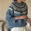 Elegant jacquard-pullover i mode-design til damer