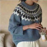 Eleganter Jacquard-Pullover im Mode-Design Damen