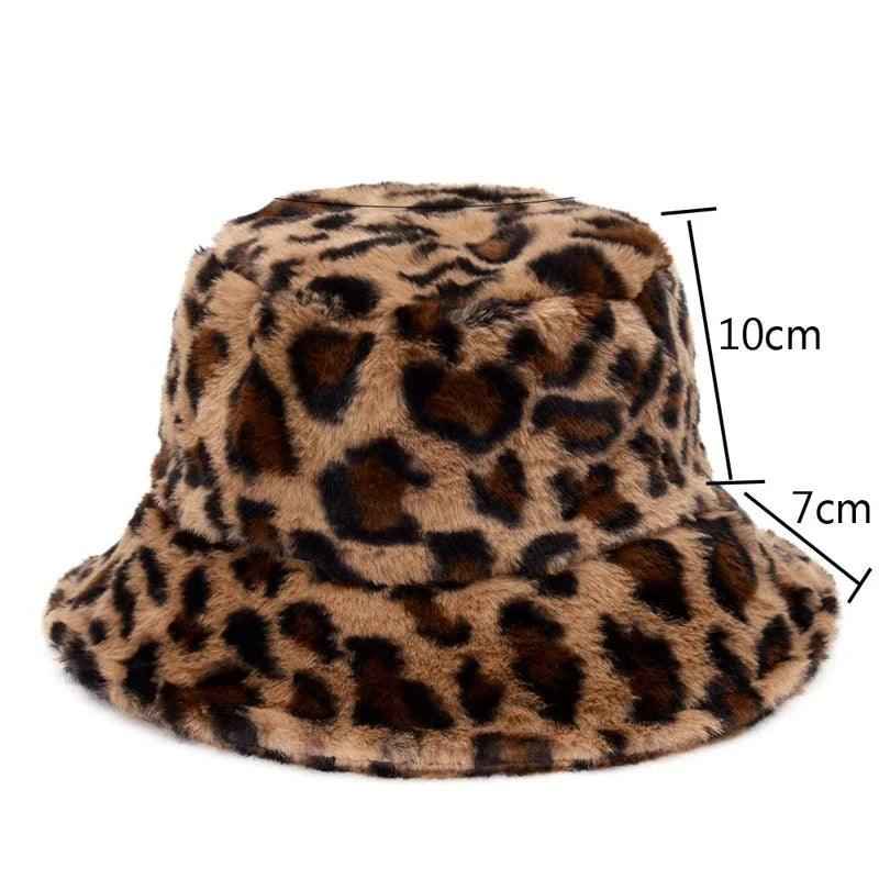 Jasmine – Stilvoller Winter-Bucket-Hut aus Kunstpelz mit Cow-Leopard-Muster