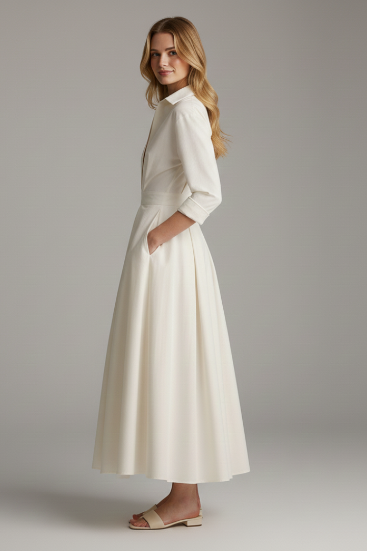 Damen Midikleid mit betonter Taille